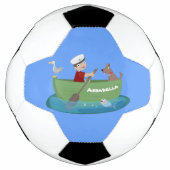 Niedlicher Junge Segelschiff und Hunderuderschiff Fußball (Vorderseite)