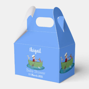 Niedlicher Junge Segelschiff und Hunderuderschiff Geschenkschachtel