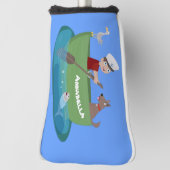 Niedlicher Junge Segelschiff und Hunderuderschiff Golf Headcover (Rotieren 90)