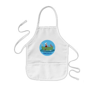 Niedlicher Junge Segelschiff und Hunderuderschiff Kinderschürze