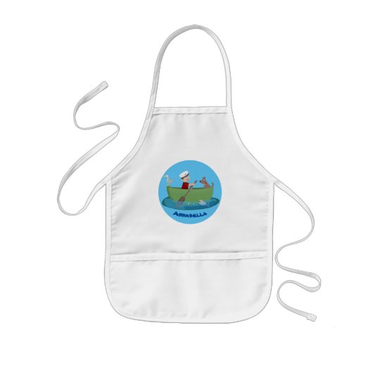 Niedlicher Junge Segelschiff und Hunderuderschiff Kinderschürze (Vorne)