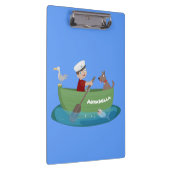 Niedlicher Junge Segelschiff und Hunderuderschiff Klemmbrett (Rechts)