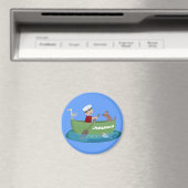Niedlicher Junge Segelschiff und Hunderuderschiff  Magnet (In Situ (Geschirrspüler))