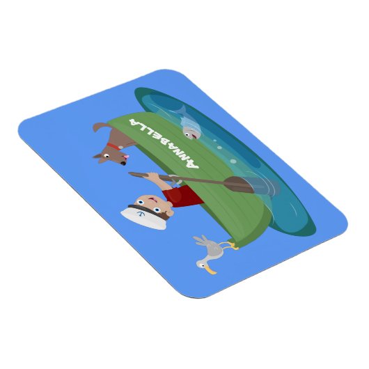 Niedlicher Junge Segelschiff und Hunderuderschiff  Magnet (Rechte Seite)