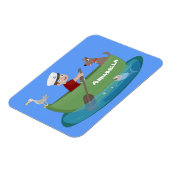 Niedlicher Junge Segelschiff und Hunderuderschiff  Magnet (Linke Seite)