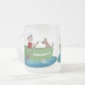 Niedlicher Junge Segelschiff und Hunderuderschiff Mattglastasse (Vorderseite Links)