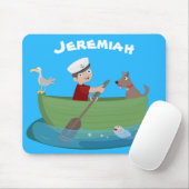 Niedlicher Junge Segelschiff und Hunderuderschiff Mousepad (Mit Mouse)