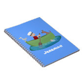 Niedlicher Junge Segelschiff und Hunderuderschiff  Notizblock (Rechte Seite)