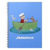 Niedlicher Junge Segelschiff und Hunderuderschiff Notizblock (Vorderseite)