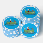 Niedlicher Junge Segelschiff und Hunderuderschiff  Pokerchips (Stapel)