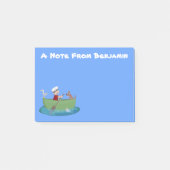 Niedlicher Junge Segelschiff und Hunderuderschiff  Post-it Klebezettel (Vorderseite)