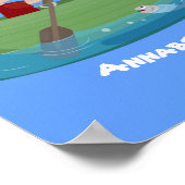 Niedlicher Junge Segelschiff und Hunderuderschiff Poster (Ecke)