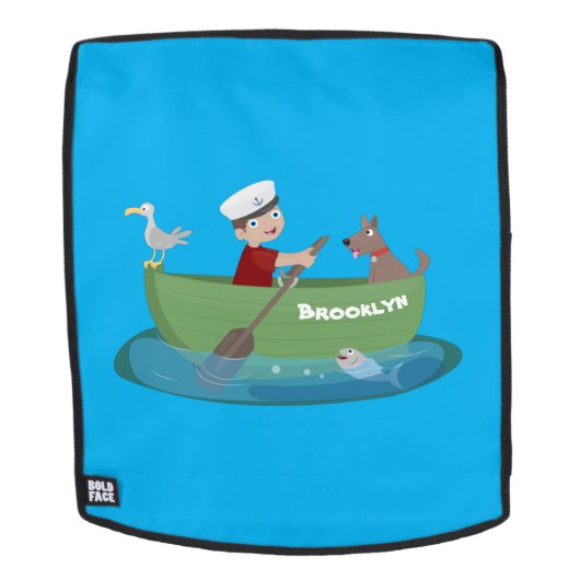Niedlicher Junge Segelschiff und Hunderuderschiff Rucksack (Abnehmbare Front)