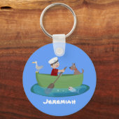 Niedlicher Junge Segelschiff und Hunderuderschiff Schlüsselanhänger (Vorderseite)