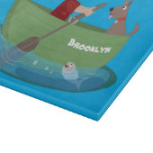 Niedlicher Junge Segelschiff und Hunderuderschiff  Schneidebrett (Ecke)