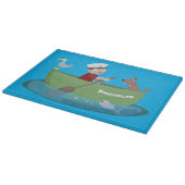Niedlicher Junge Segelschiff und Hunderuderschiff  Schneidebrett (Ecke)
