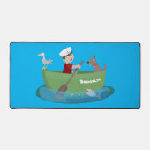 Niedlicher Junge Segelschiff und Hunderuderschiff  Schreibtischunterlage (Vorderseite)