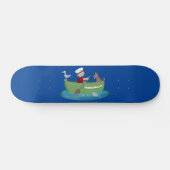 Niedlicher Junge Segelschiff und Hunderuderschiff Skateboard (Horizontal)