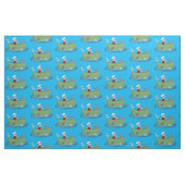 Niedlicher Junge Segelschiff und Hunderuderschiff  Stoff (Fat Quarter (45,7 x 55,9 cm))