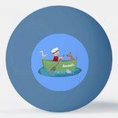 Niedlicher Junge Segelschiff und Hunderuderschiff Tischtennisball (Rückseite)