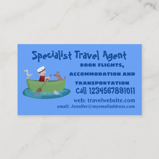 Niedlicher Junge Segelschiff und Hunderuderschiff Visitenkarte (Vorderseite)