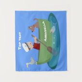 Niedlicher Junge Segelschiff und Hunderuderschiff  Wandteppich (Vorderseite)