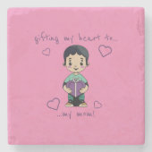 Niedlicher Junge Steinuntersetzer (Vorderseite)