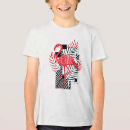 Niedlicher Junge T - Shirt Red Flamingo Print