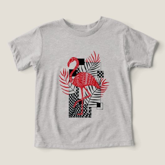Niedlicher Junge T - Shirt Red Flamingo Print (Design Vorderseite)