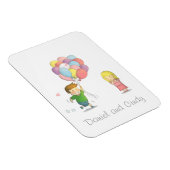 Niedlicher Junge teilt seine Liebe zu Mädchen mit Magnet (Rechte Seite)