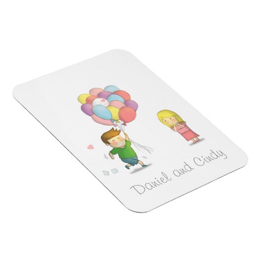 Niedlicher Junge teilt seine Liebe zu Mädchen mit  Magnet (Rechte Seite)