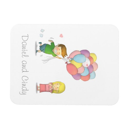 Niedlicher Junge teilt seine Liebe zu Mädchen mit  Magnet (Horizontal)