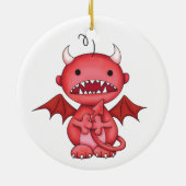 niedlicher Junge-Teufel Keramikornament (Hinten)