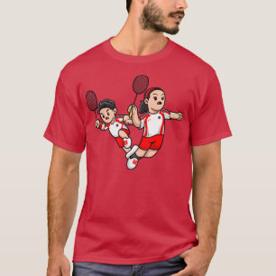 Niedlicher Junge und Mädchen spielen Badminton Car T-Shirt