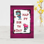 Niedlicher Junge und Mädchen Zombie Happy Birthday Karte (Gelbe Blume)