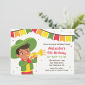 Niedlicher Junge und Trumpet Mexikanische Fiesta G Einladung (Stehend Vorderseite)