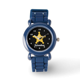 Niedlicher Jungensheriff addieren Namen Armbanduhr