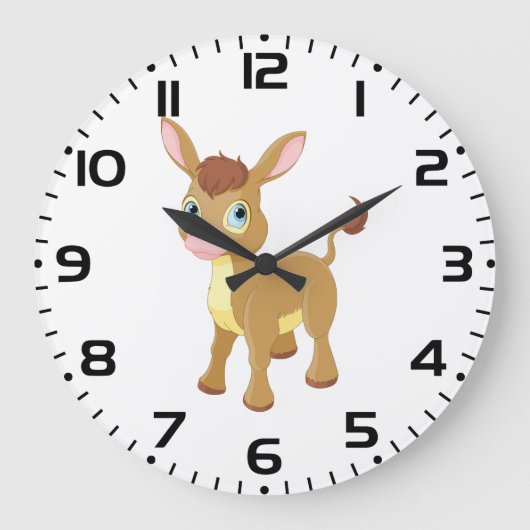 Niedlicher junger Donkey mit großen blauen Augen Große Wanduhr (Vorderseite)