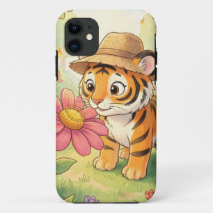 Niedlicher junger Tiger mit Hut im Garten Case-Mate iPhone Hülle