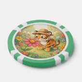 Niedlicher junger Tiger mit Hut im Garten Pokerchips (Einzeln)