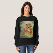 Niedlicher junger Tiger mit Hut im Garten Sweatshirt (Vorne ganz)
