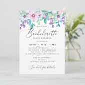 Niedlicher Junggeselinnen-Abschied mit lila rosa B Einladung (Stehend Vorderseite)