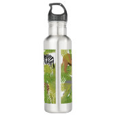 Niedlicher Jungle Animals Safari Boy | Mädchen Edelstahlflasche (Rückseite)