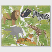 Niedlicher Jungle Animals Safari Boy | Mädchen Geschenkpapier (Flach)