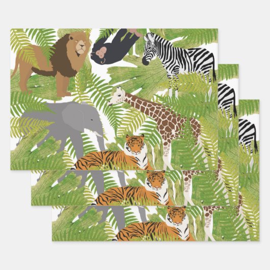 Niedlicher Jungle Animals Safari Boy | Mädchen Geschenkpapier Set (Set)