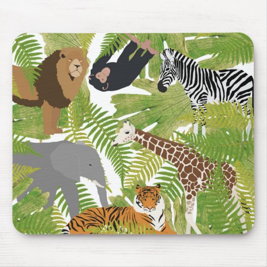 Niedlicher Jungle Animals Safari Boy | Mädchen Mousepad (Vorne)