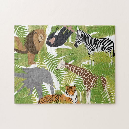 Niedlicher Jungle Animals Safari Boy | Mädchen Puzzle (Horizontal)