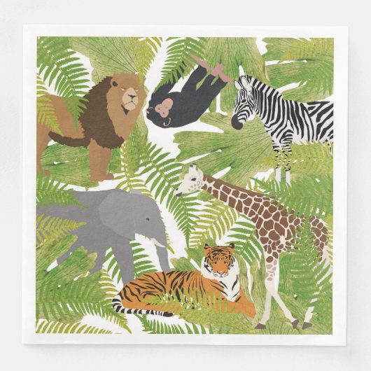 Niedlicher Jungle Animals Safari Boy | Mädchen Serviette (Vorderseite)