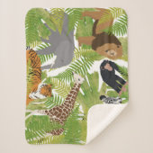 Niedlicher Jungle Animals Safari Boy | Mädchen Sherpadecke (Vorderseite)