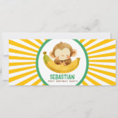 Niedlicher Jungle Banane Monkey Kindergeburtstag T Einladung (Rückseite)